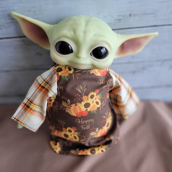 Clothes for 12" Grogu Baby Yoda Mattel Dolls. Brown Pumpkin Thanksgiving Outfit. - Picture 2 of 6